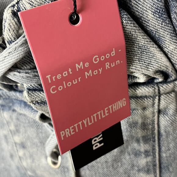 Pretty Little Thing Vintage Bleach Wash Ruched Bust Detail Lace Up Corset 14 - Picture 5 of 13